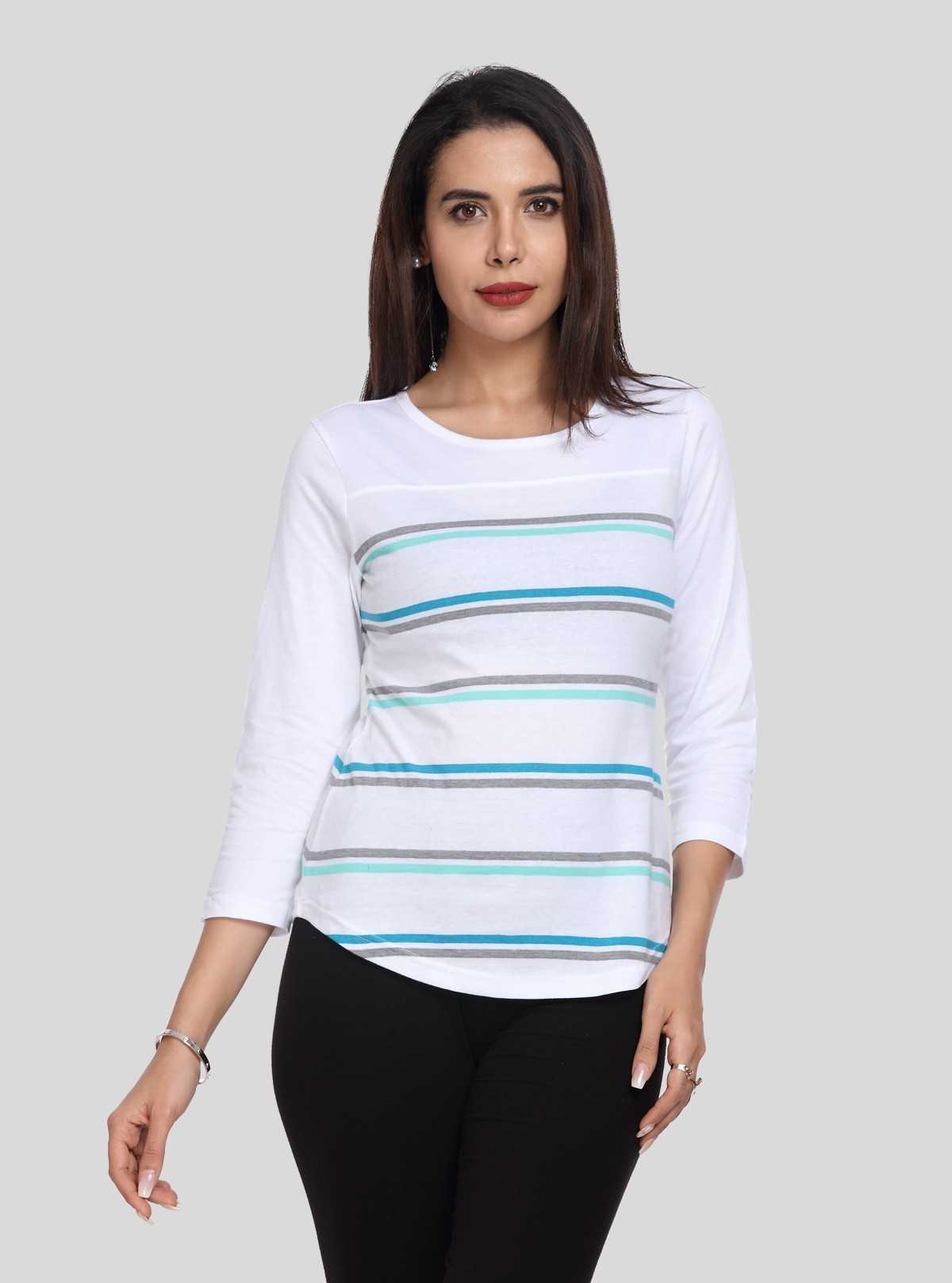 Women's White Striped Top – Classic Chic Everyday Wear by Boer & Fitch