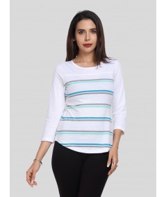 Women's White Striped Top – Classic Chic Everyday Wear by Boer & Fitch