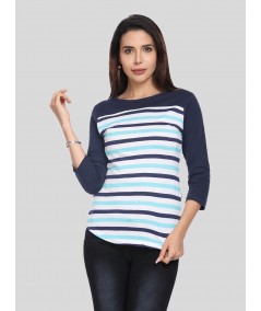 Women's Blue Striped Casual Top – Elegant Everyday Wear by Boer & Fitch