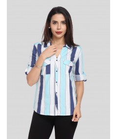 Women’s Classic Blue Stripe Cotton Shirt – Long Sleeve by Boer and Fitch
