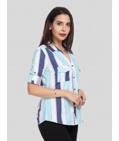 Blue Stripped Women Shirt