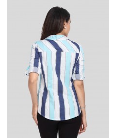 Blue Stripped Women Shirt