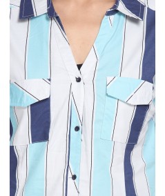 Blue Stripped Women Shirt