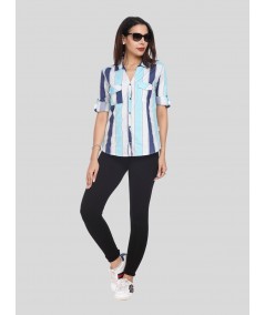 Blue Stripped Women Shirt