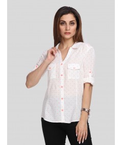 Women’s White Polka Dot Cotton Shirt – Casual & Chic by Boer and Fitch