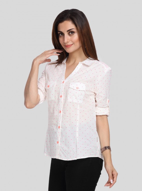 White Dotted Women Shirt