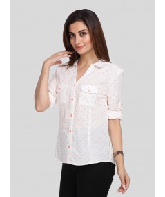 White Dotted Women Shirt