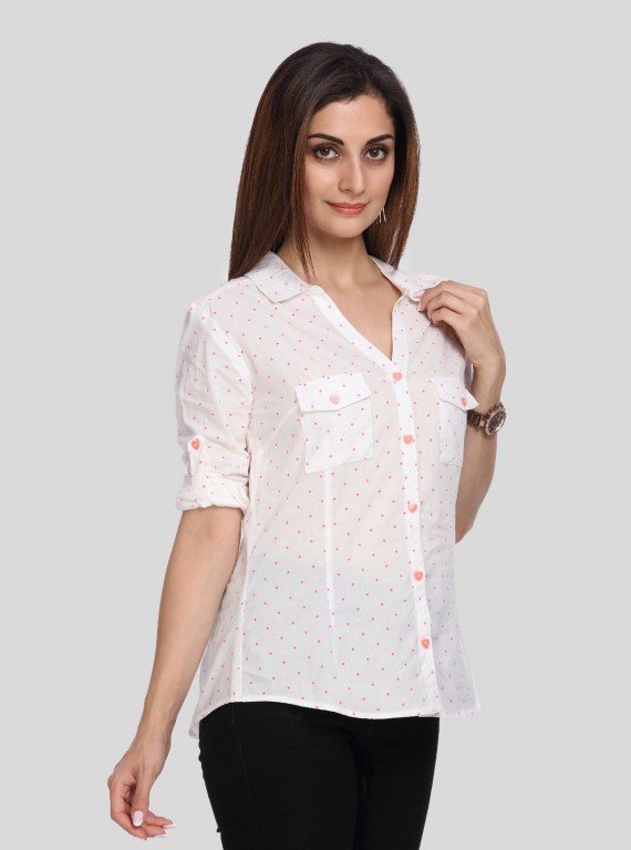 White Dotted Women Shirt
