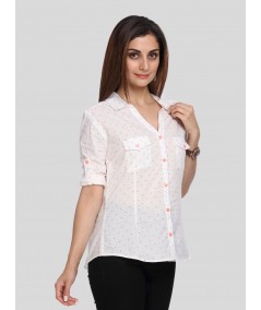 White Dotted Women Shirt