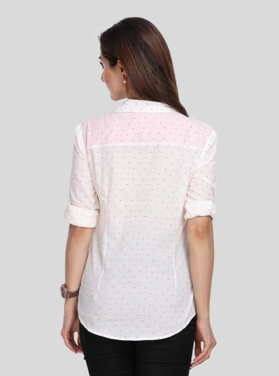 White Dotted Women Shirt
