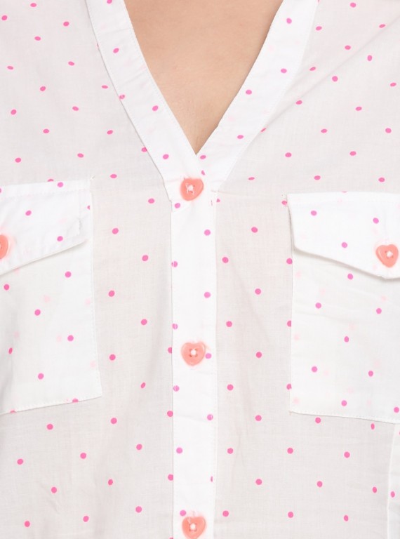White Dotted Women Shirt