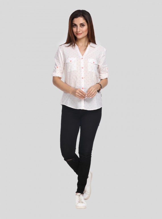 White Dotted Women Shirt