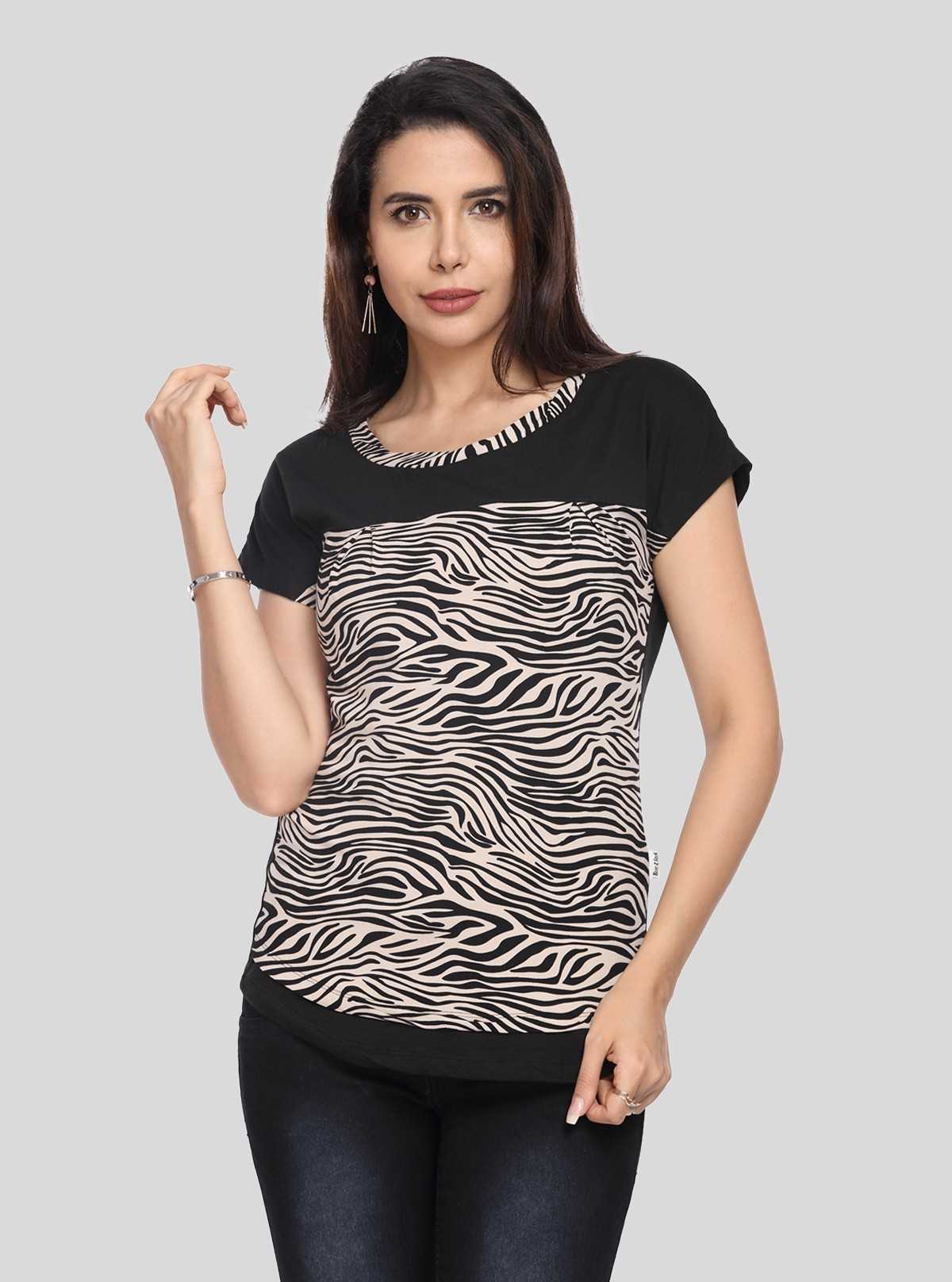 Women's Black Zebra Print Top – Bold Animal-Inspired Style by Boer & Fitch
