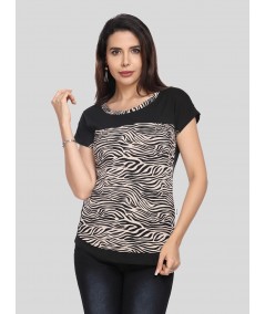 Women's Black Zebra Print Top – Bold Animal-Inspired Style by Boer & Fitch