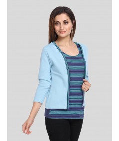 Light Blue Fleece Set Top