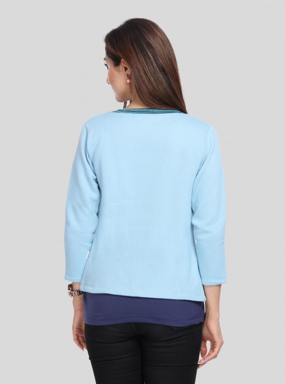 Light Blue Fleece Set Top