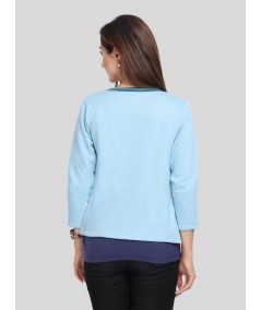 Light Blue Fleece Set Top