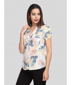 Spring Flower Print Women Shirt