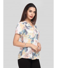 Spring Flower Print Women Shirt