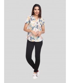 Spring Flower Print Women Shirt