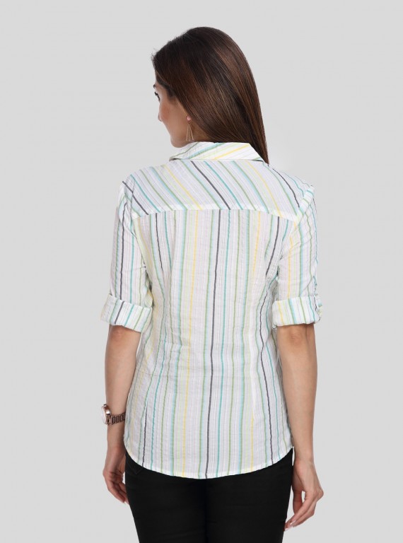 Green Stripe Women Shirt