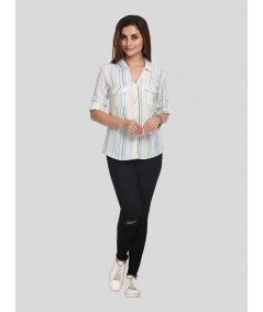 Green Stripe Women Shirt