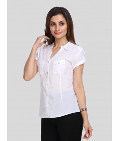 Solid White Women Shirt