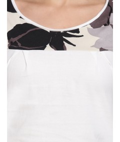 Ecru Floral Cut & Sew Womens Top