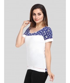 Split Print Cut & Sew Womens Top