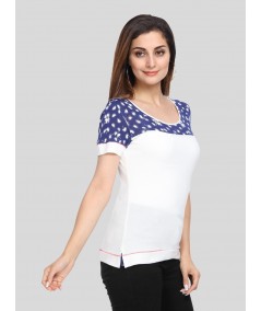 Split Print Cut & Sew Womens Top