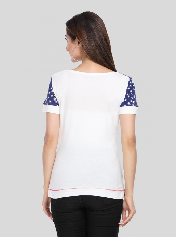 Split Print Cut & Sew Womens Top
