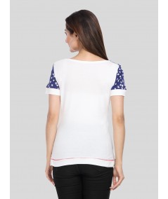Split Print Cut & Sew Womens Top