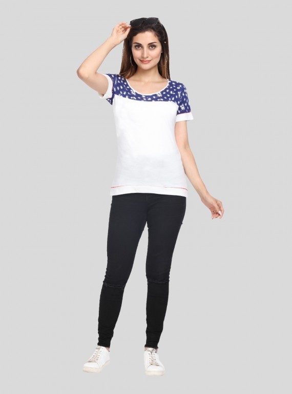Split Print Cut & Sew Womens Top