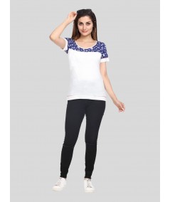 Split Print Cut & Sew Womens Top