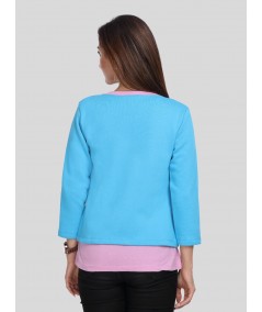 Turquoise Contrast Fleece Set Top