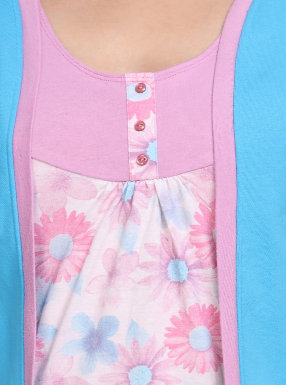 Turquoise Contrast Fleece Set Top