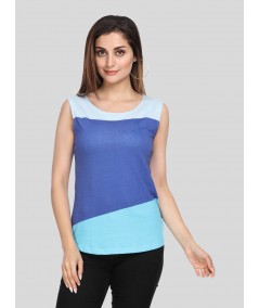 Multi Blue Womens Sleeveless Top