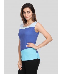 Multi Blue Womens Sleeveless Top