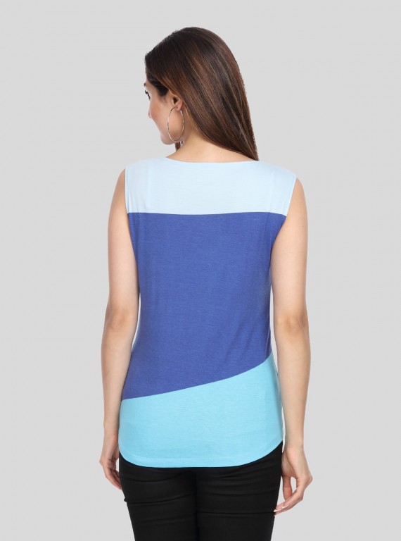 Multi Blue Womens Sleeveless Top