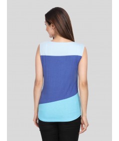 Multi Blue Womens Sleeveless Top