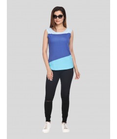 Multi Blue Womens Sleeveless Top