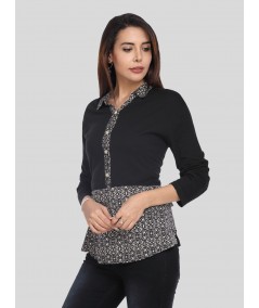 Black Collared Womens Top
