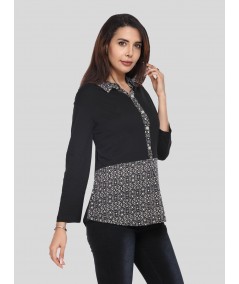 Black Collared Womens Top