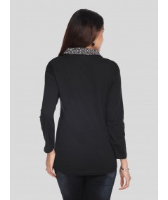 Black Collared Womens Top