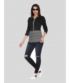 Black Collared Womens Top