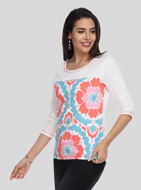 Womens Spring Flower Printed Top