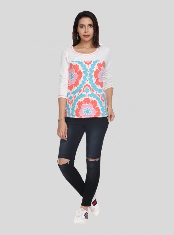 Womens Spring Flower Printed Top