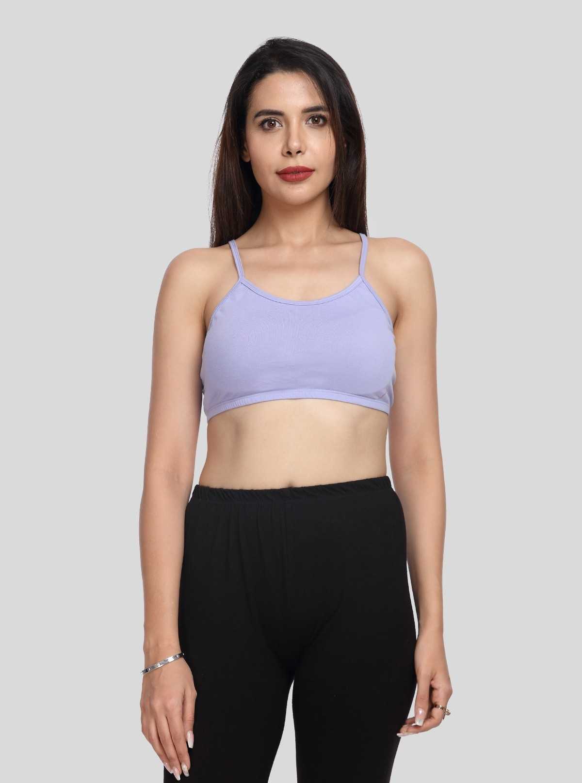 Women’s Lilac Sports Bra with Straps – Cotton Elastane Activewear Essential
