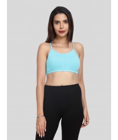 Women’s Turquoise Sports Bra with Straps – Stretch Cotton Jersey Comfort Fit