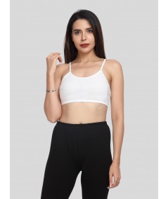 Women’s White Sports Bra with Straps – Cotton Elastane Jersey Comfort Fit